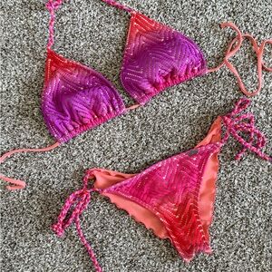 Luli Fama Pink and Purple Bikini Set